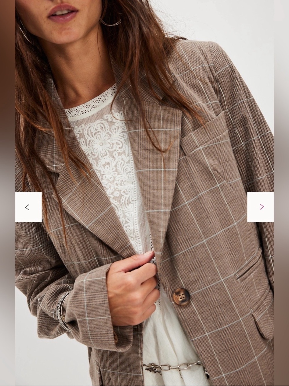 Free People Paper Cut Pinstripe Blazer Chocolate Brown NWT Size Large - Picture 9 of 10